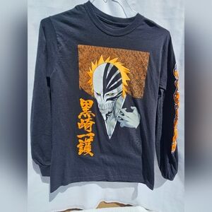 Bleach Ripple Junction Black and Orange Graphic Long Sleeve Shirt Sz S